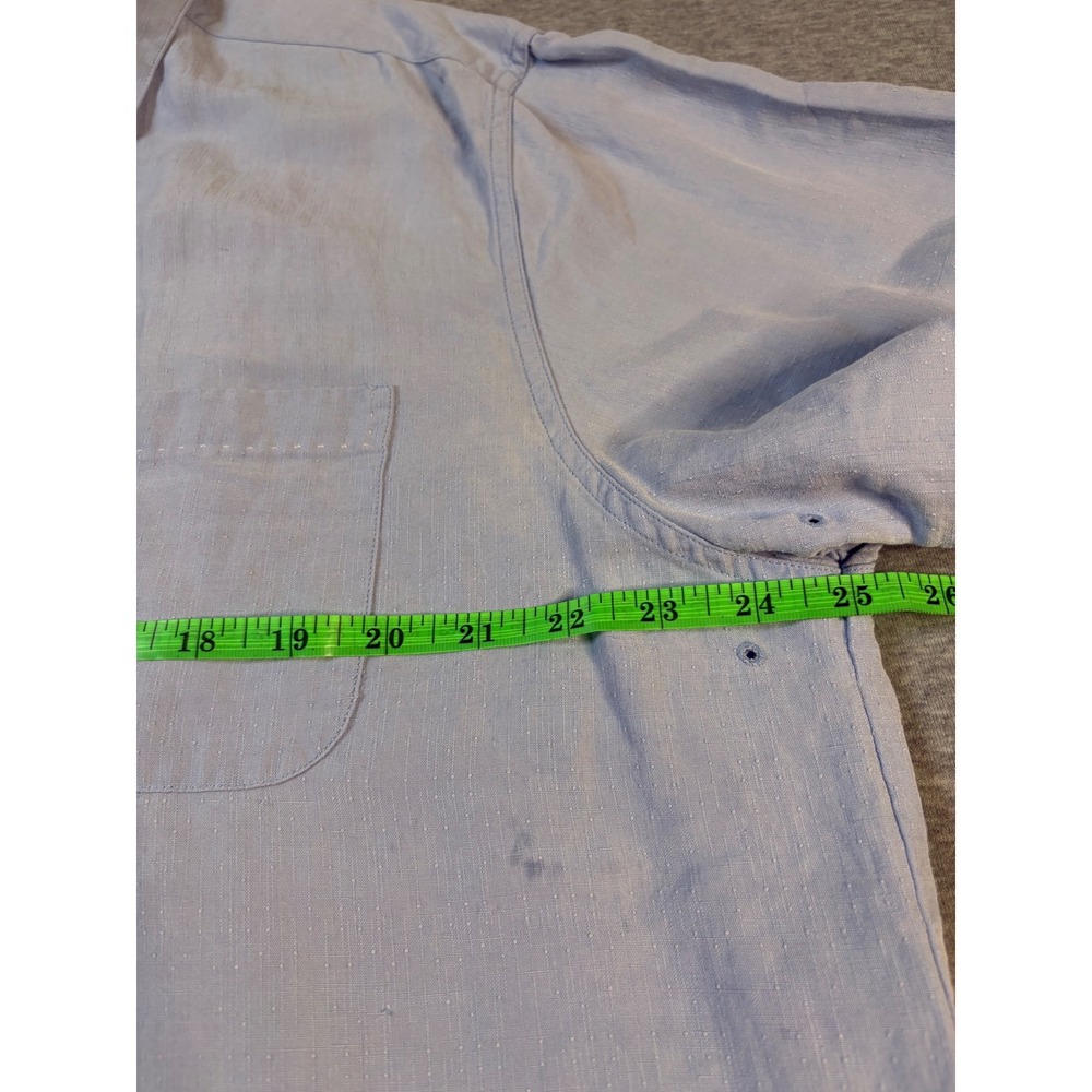 Nat Nast Luxury Originals Silk Linen Shirt Mens Large Blue Short Sleeve Dobby L - Picture 7 of 13
